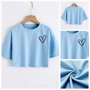 Heart Print Crop Tee
